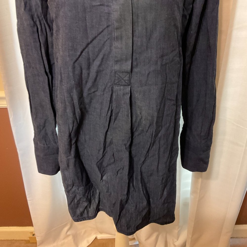 COS Chambray Dress US 8 Blue Long Sleeve Tunic Style Half Button - Picture 3 of 9